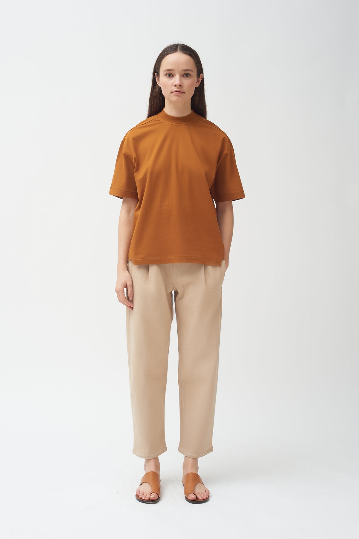 Copper cotton Mock neck T-shirt