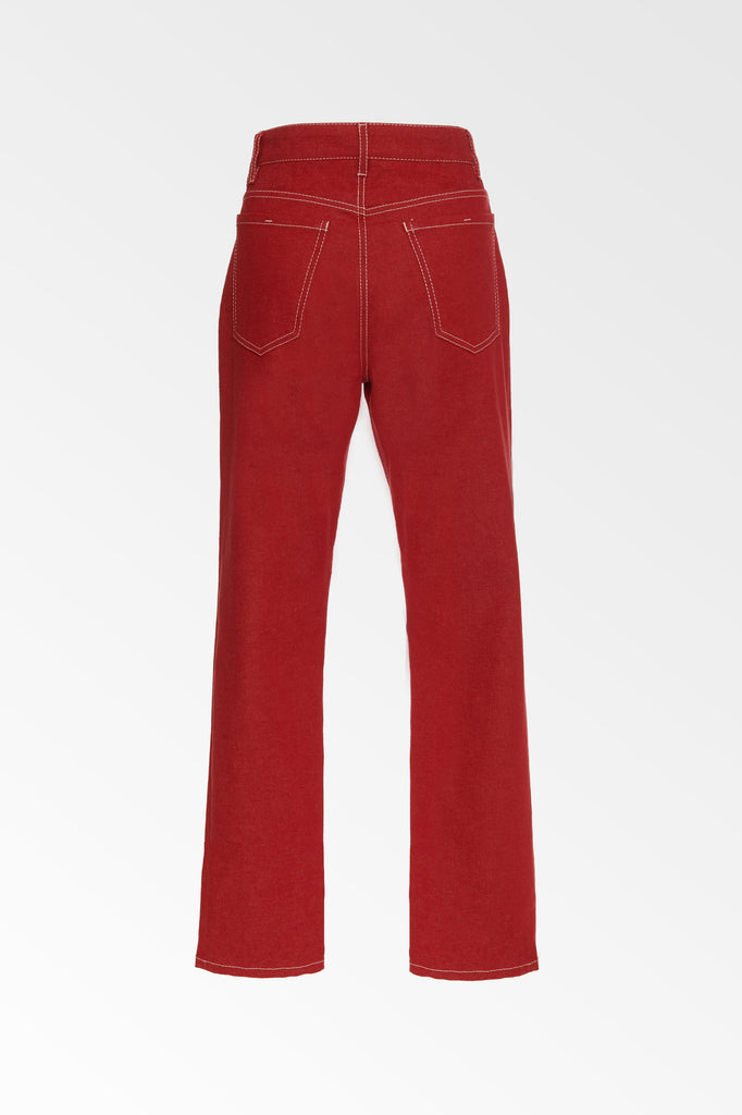 Colovos Red high waisted cropped jean